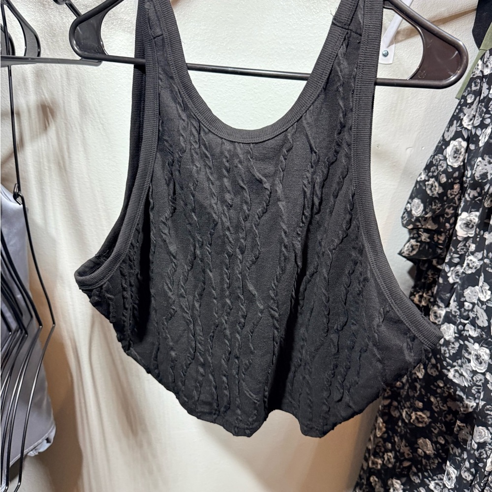 NWT SHEIN Black Textured Crop Top
